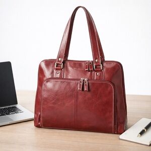 NWOT SAMSONITE Red Laptop Tote Work Carryall Teacher Bag Travel Vegan Fits 16.5”